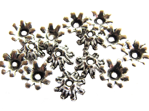 Perlkappe Blume /Krnchen, silberfarben, ca. 8x3mm